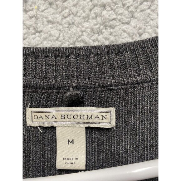 Dana Buchman Sweater Dress Womens Medium Gray Ribbed Long Sleeve - Picture 3 of 6